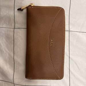 Lauren Ralph Lauren Tan Leather Zip-Around Continental Wallet